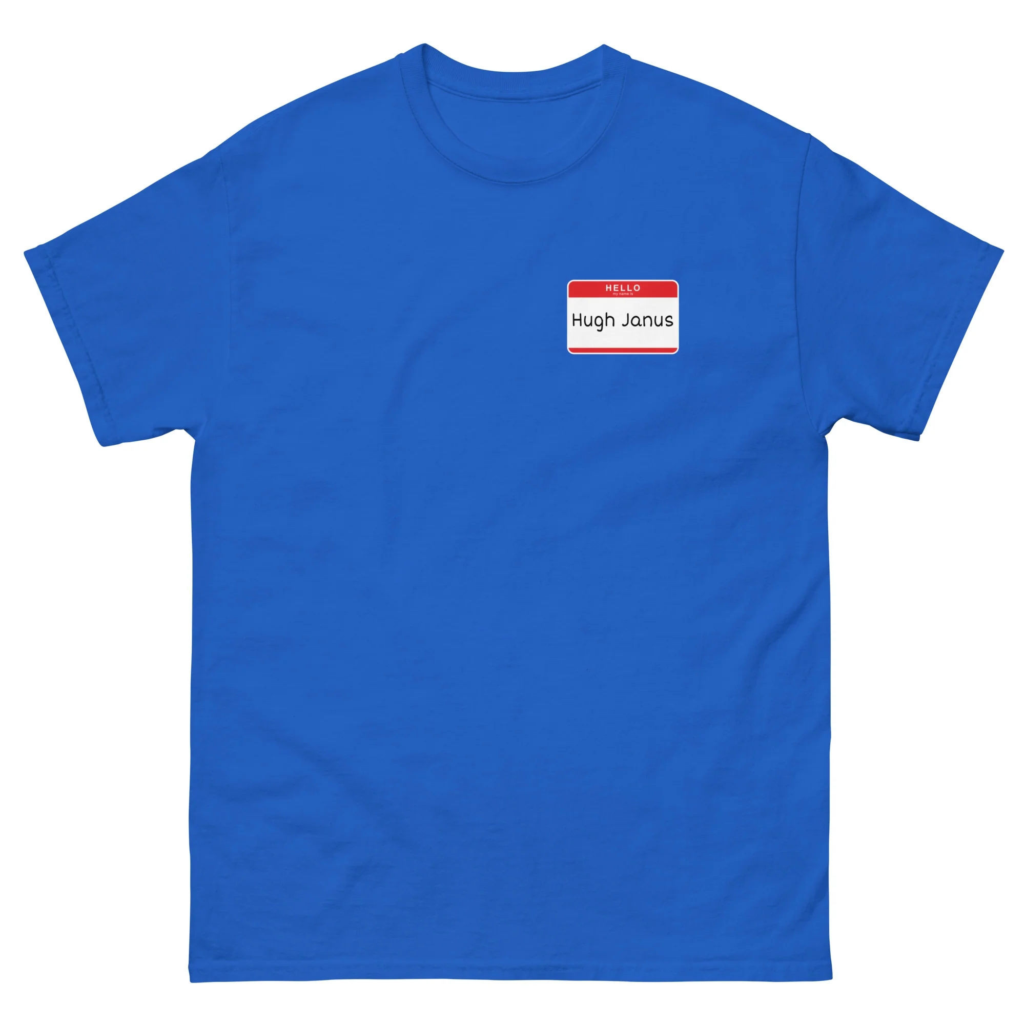 Hugh Janus Name Tag T-Shirt - Image 4
