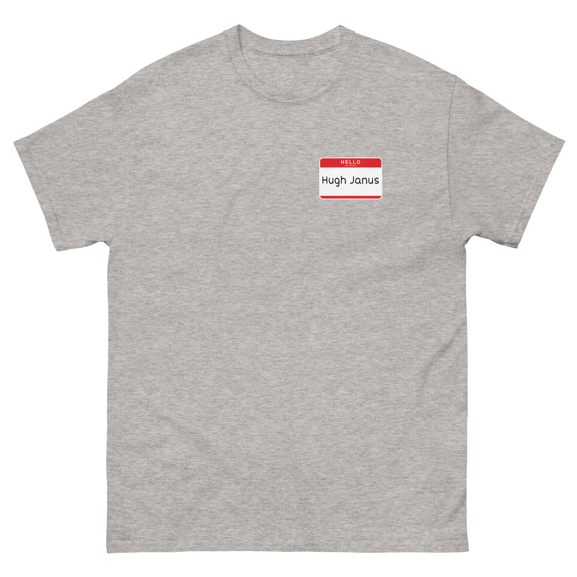 Hugh Janus Name Tag T-Shirt - Image 9